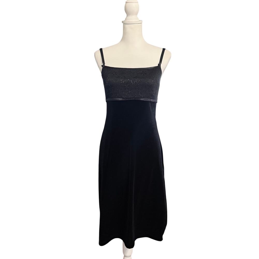 Vintage Y2K My Michelle Lace and Velvet Black Dress Size Medium NWT